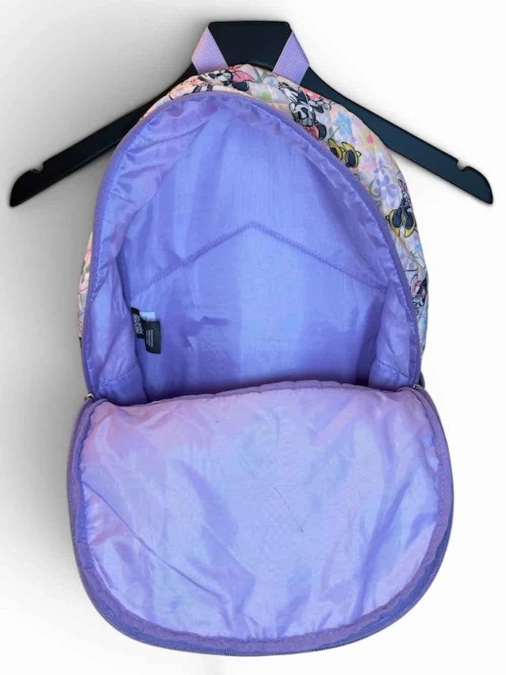 Disney Bioworld Kids Quilted Pastel Minnie Mouse Backpack with Lavender Trim